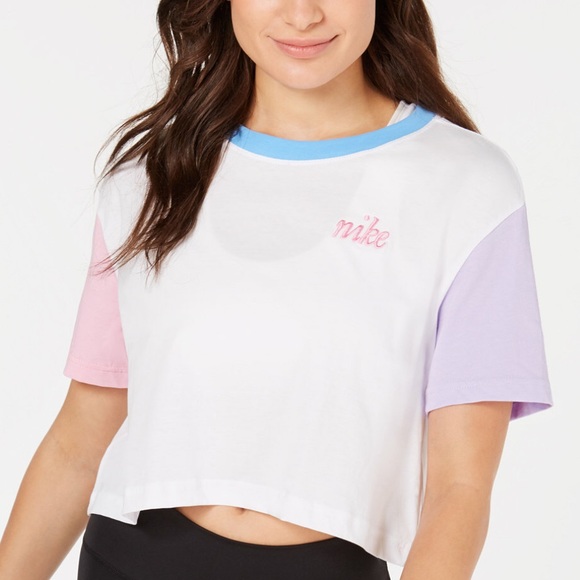 Nike Tops - Nike Vintage 80s Vibe Colorblocked Cropped T-Shirt